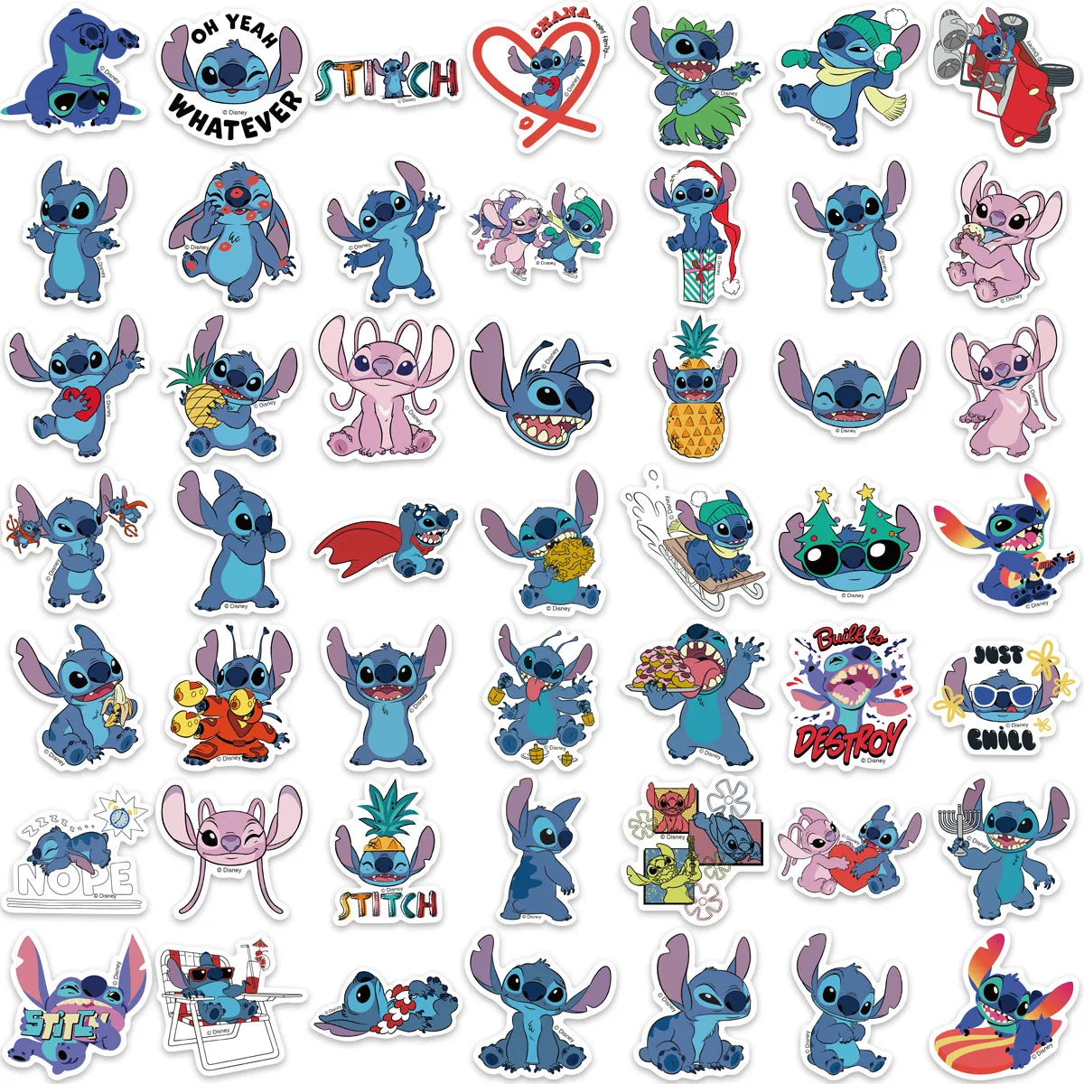 100pc Disney Stitch Stickers for Mickey Minnie Mouse Sticker Pack for Cars Bags Pegatinas Adesivo
