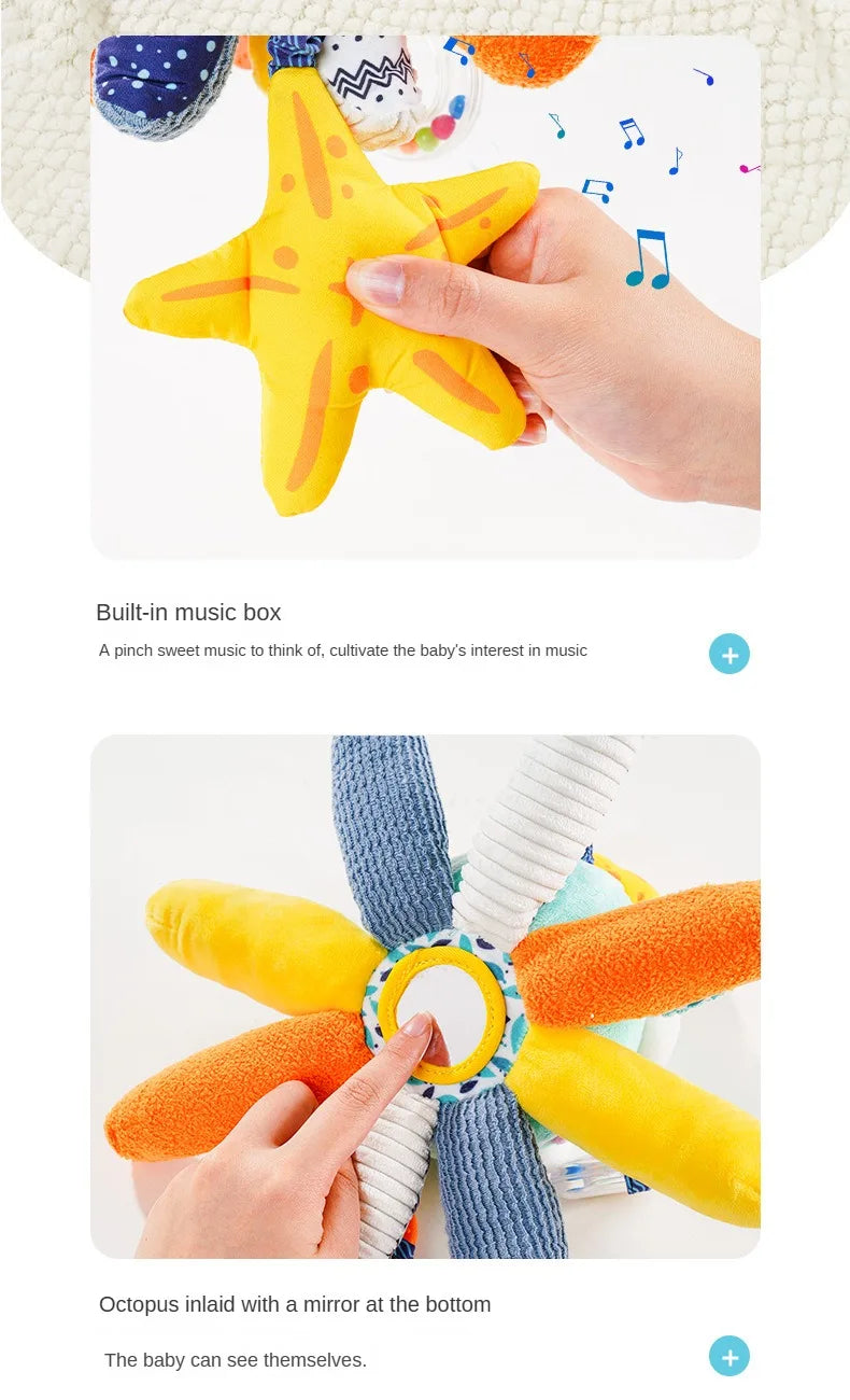 Baby Hanging Rattle Toys Plush Soft Animal Stuffed Handbells Educational Infant Development Handle Toys for Stroller Crib