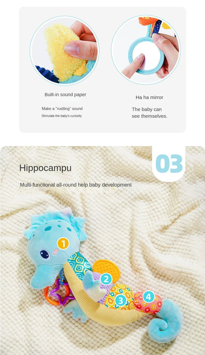 Baby Hanging Rattle Toys Plush Soft Animal Stuffed Handbells Educational Infant Development Handle Toys for Stroller Crib