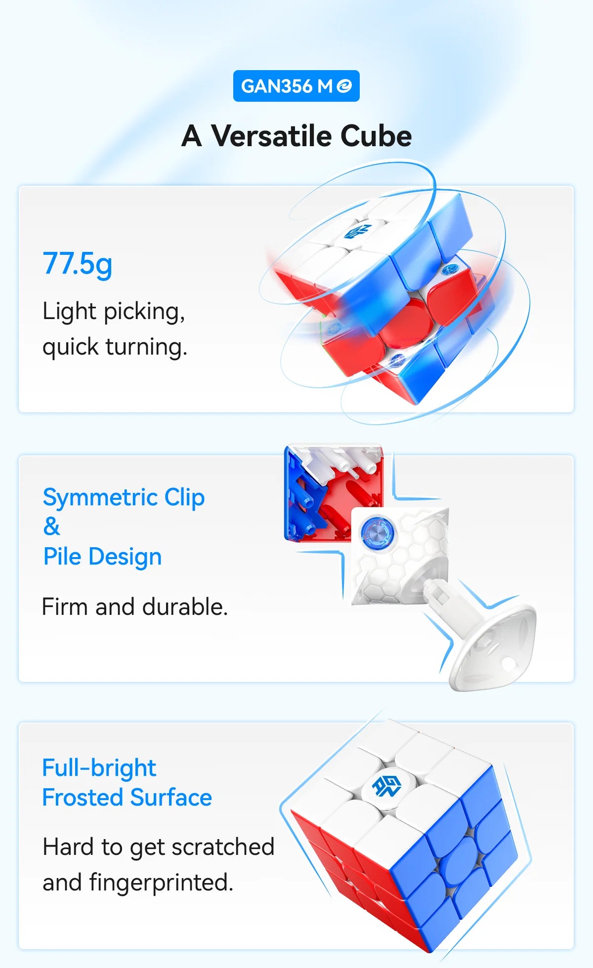[CubeFun]Gan 356 ME UV Magnetic Speed cube Stickerless 356ME 3x3 speedcube 3x3x3 Professional Magic Cube Gan magnetic Toys