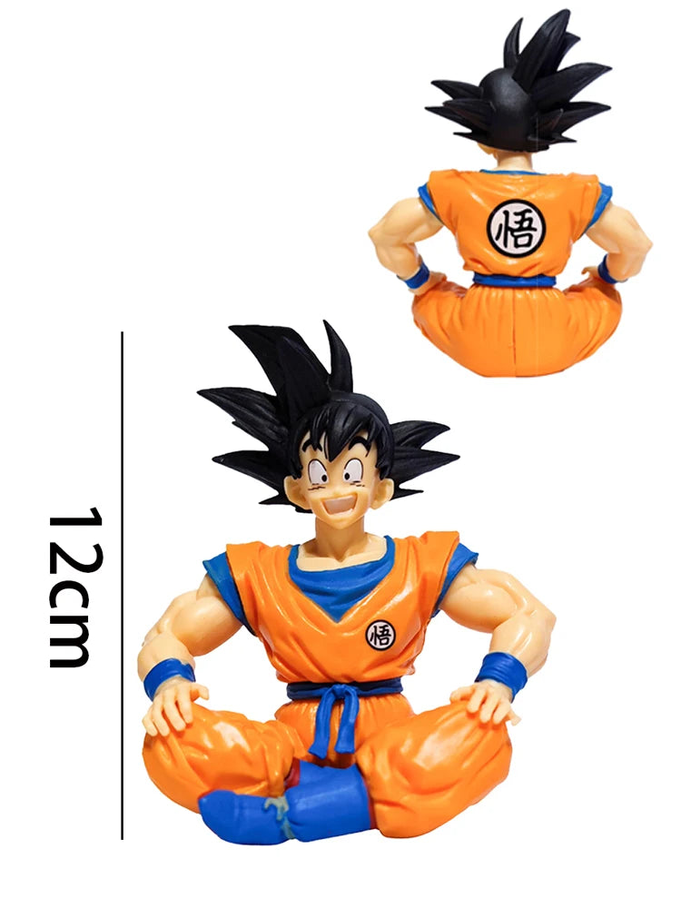 12CM Bandai Dragon Ball Z Anime Figure Sitting Position Son Goku Super Saiyan Action Figure Collection Model Doll Child Toy Gift