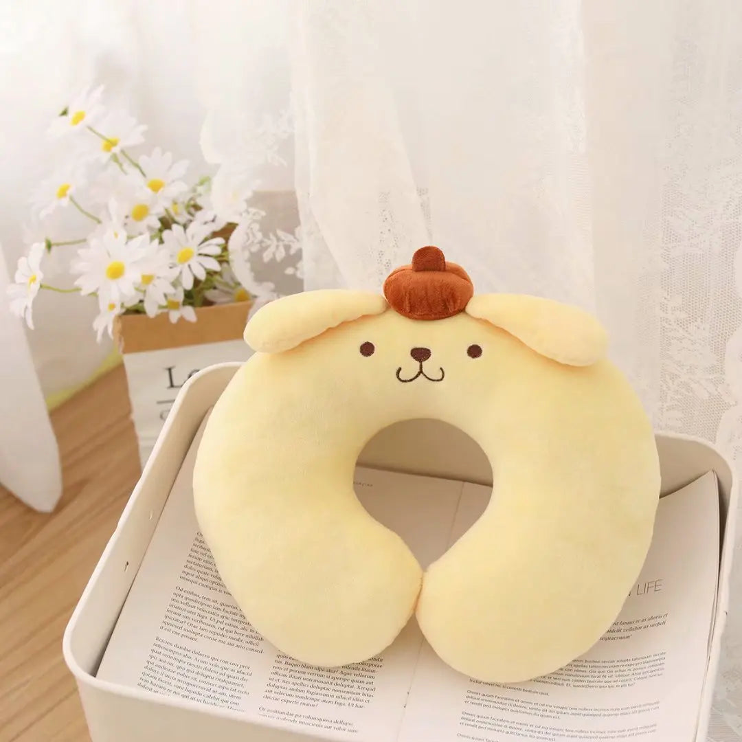 Kawaii Sanrio Neck Pillow Cartoon Hello Kitty My Melody Kuromi Cinnamoroll U-shaped Pillow Anime Car Travel Headrest Gift