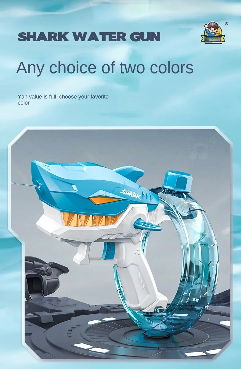 Summer Water Gaming Toy Fully Automatic Continuous Fire Watergun Shark Electric Water Gun Large Capacity Water Spray Gun