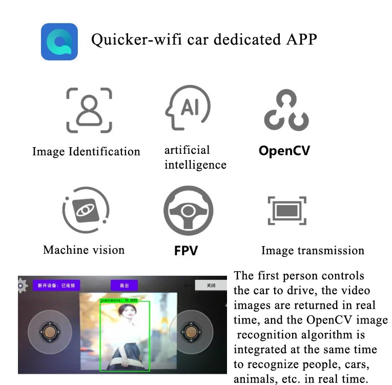 WiFi Robot Car with Camera Open Source ESP32 for Arduino Programming Quicker Android English APP or Webpage Control Robot Kit