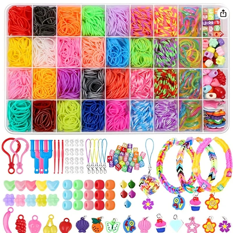 2400pcs Loom Bands Kit, Rubber Bands For Bracelet Making Kit DIY Art Craft Kit   &Boys Creativity Ideal Birthday Gifts