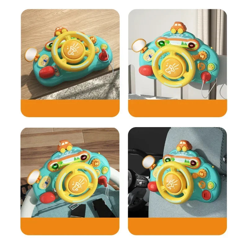 Baby Toy Electric Simulate Driving Car Copilot Steering Wheel Stroller Driving Early Educational Toys for 0-36 Months Toddler