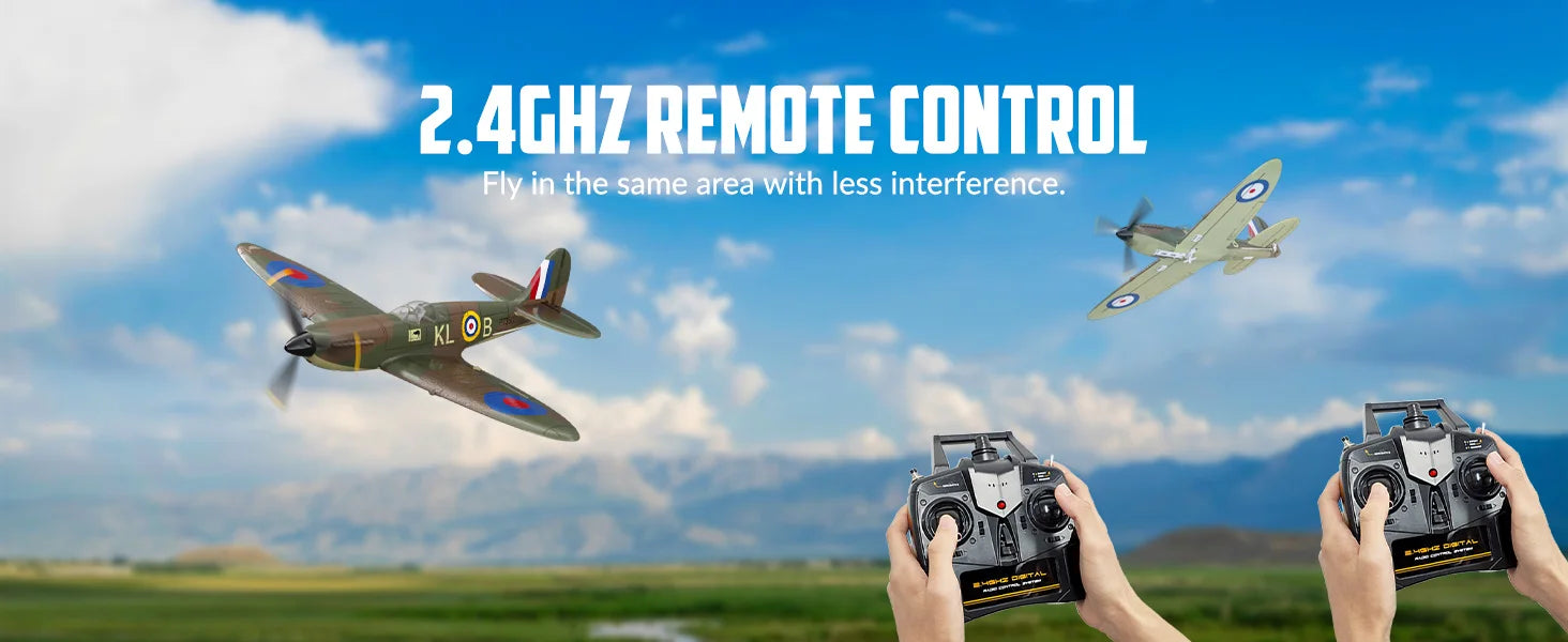 Spitfire RC Plane 2.4G 4CH  EPP 400mm Fixed Wingspan Remote Control Fighter One-key Aerobatic RTF 761-12 RC Aircraft