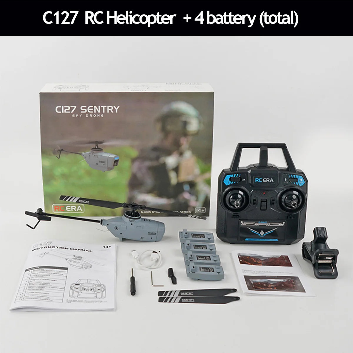 C127 RC Helicopter 2.4G 4 Channel 4 Propellers 6 Axis Electronic Gyroscope for Stabilization Remote Control RC Toys