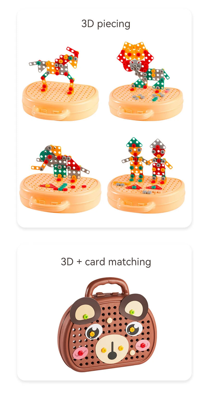 Children Electric Drill Toolbox Driller Games Tool Toy for Boys 4 6 Years Old Montessori Screw Puzzle Kid Pretend Play Toys Gift