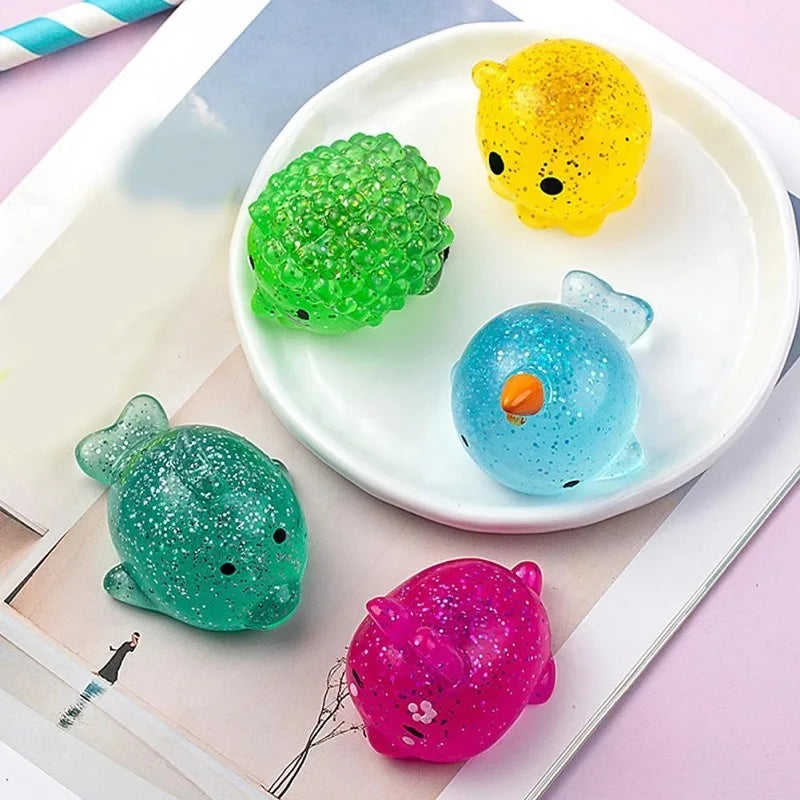 Kawaii Animal Soft Cute Fun Sensory Antistress Squeeze Toys Spongy Squishy Mochi Fidget Toys Sticky Antistress Ball Kids