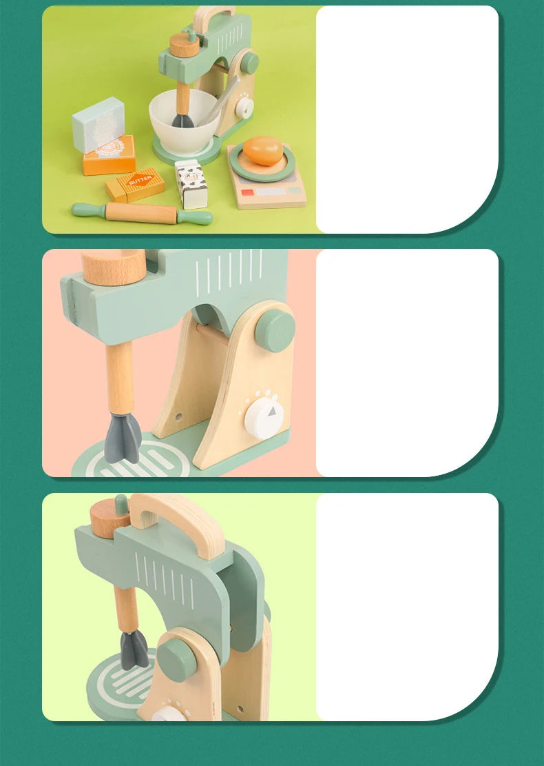 Wooden Kitchen Pretend Play Toy Kids Wooden Toys Coffee Maker Set Cake Ice Cream Tea Playset Toddler Learning Educational Toys