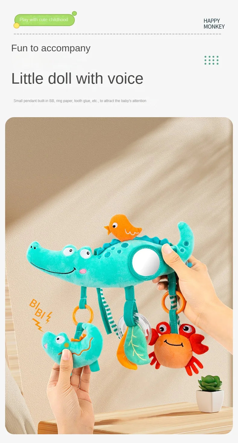 Baby Hanging Rattle Toys Plush Soft Animal Stuffed Handbells Educational Infant Development Handle Toys for Stroller Crib