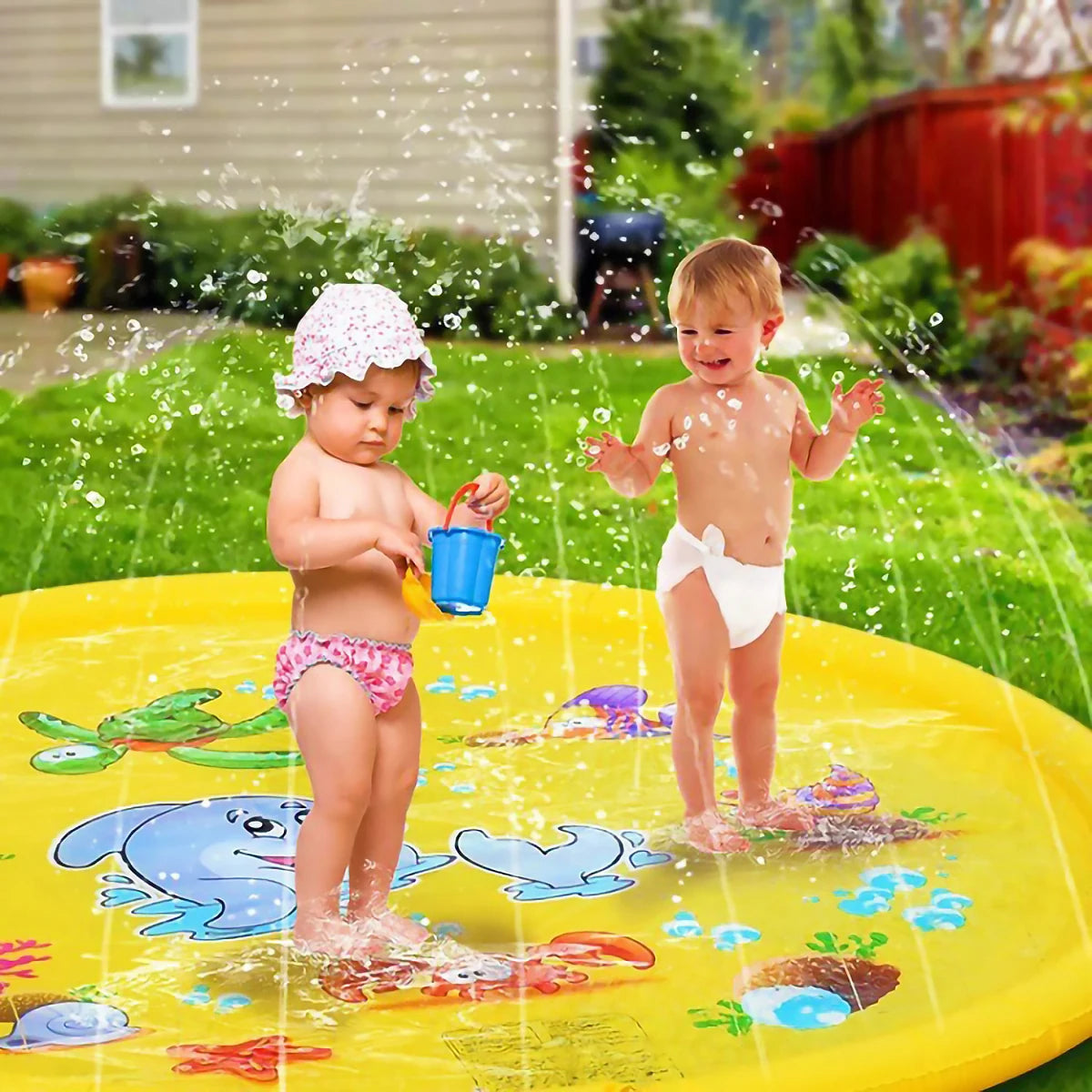 170cm Summer Children Swimming Pool Inflatable Water Sprinkler Pad Play Cooling Mat Outdoor Interactive Toy for Kids Toys