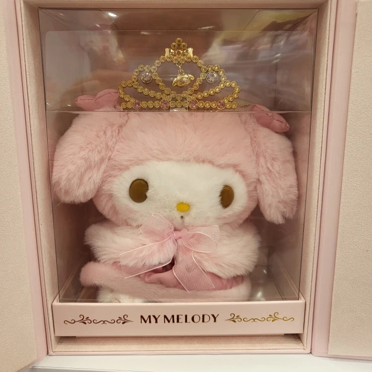 Sanrio Cartoon Diamond Sparkle Crown Collection Kitty Cat Kurumi Cinnamoroll Mymelody Kuromi Plush Anime Toys for Girl Gift