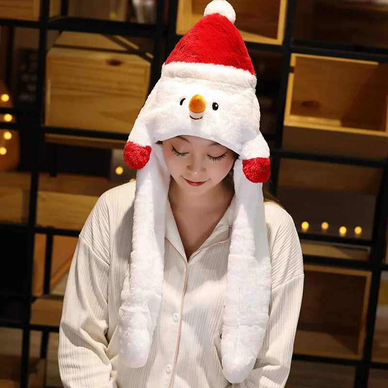 Cute Bunny Ear Moving Hat Animal Plush Hat Jumping up Moving Ears Pop Up Funny Cap Dress Up for Adult Kids Cosplay Party Hat