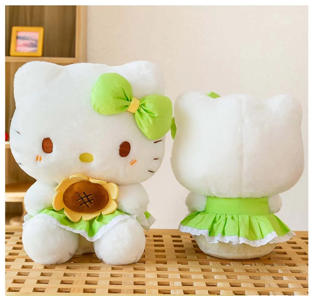 35CM Kawaii Sanrio Plush Toy Hello KItty Doll Plush Toy Cute KT Cat Sunflower Plushies Pillow Birthday Gift Home Decoration