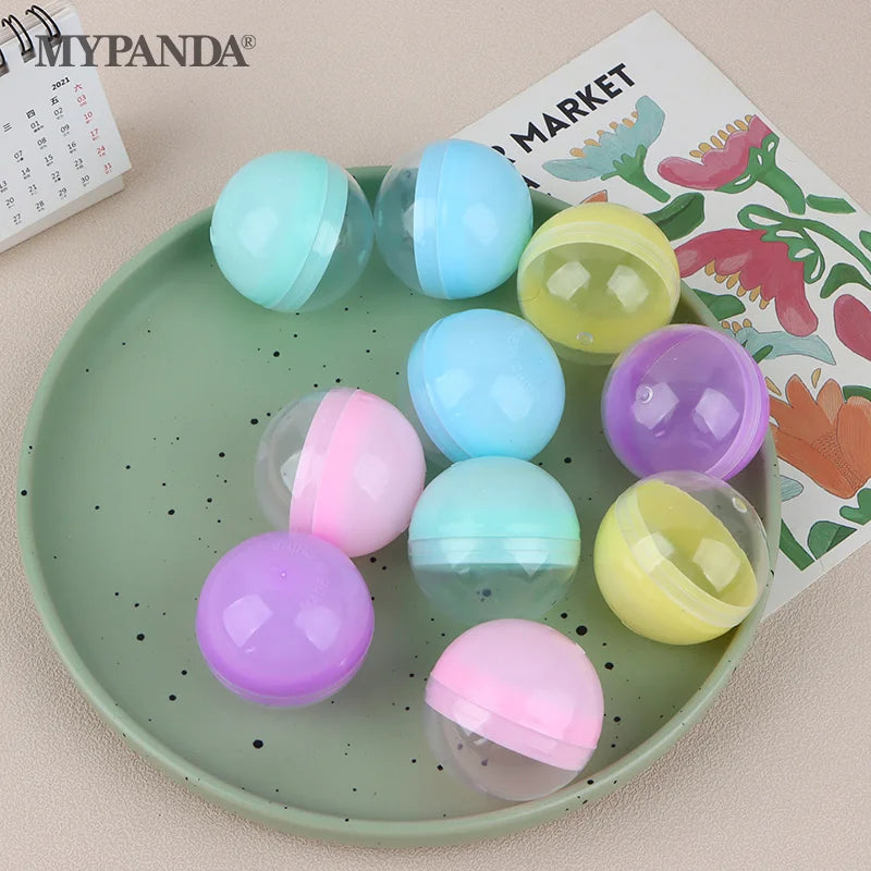 10Pcs 45mm Plastic PP Toy Capsules Half Transparent Colorful Round Surprise Ball Easy Open Lock Amusement for Vending Machine