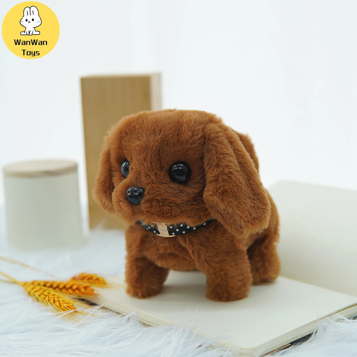 Realistic Electric Imitation Big Dog Puppy Plush Toy Cute Puppy Walking Barking Wagging Tail Stuffed Animal Plush Doll