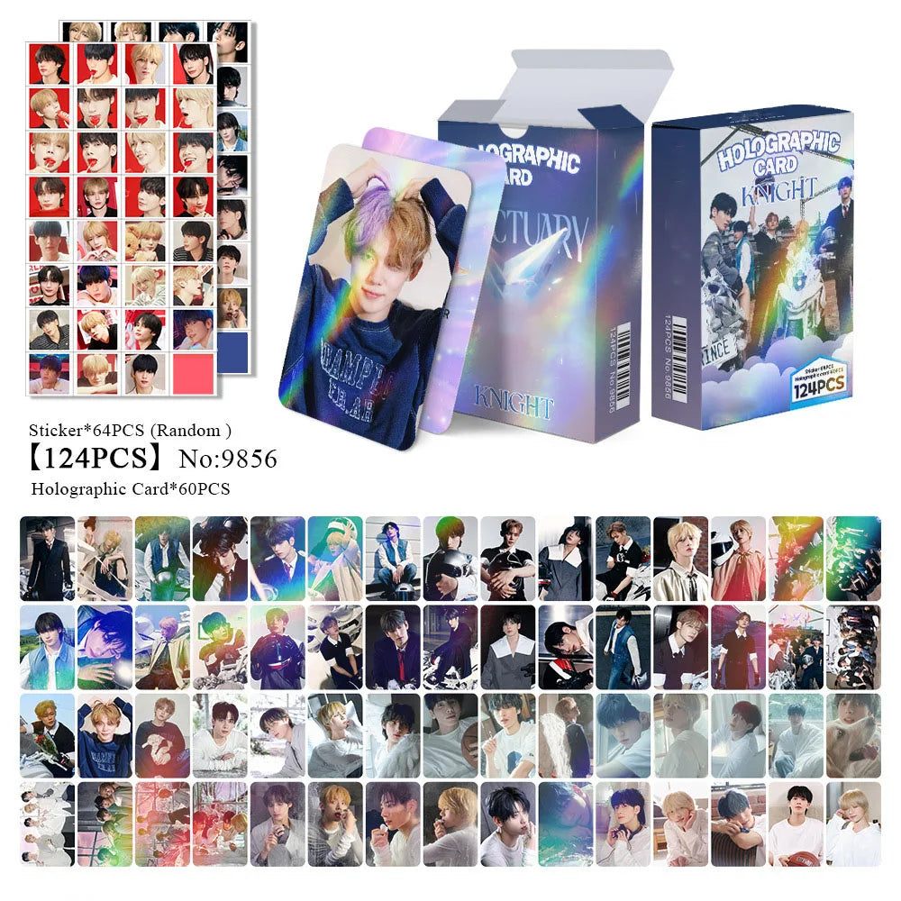 124Pcs/Set Yeonjun Beomgyu SANCTUARY Holographic Photocards Soobin Taehyun Laser Lomo Cards Decals Fans Birthday Collection Gift