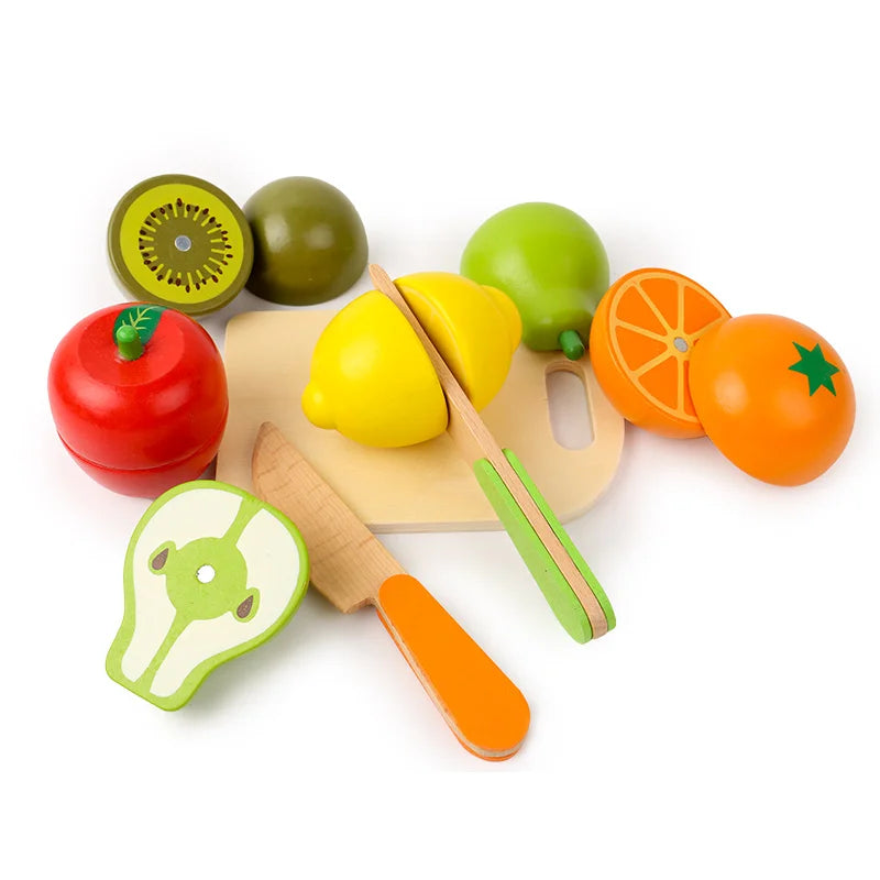 Fruit Vegetable Set Simulation Kitchen Pretend Toy Wooden Classic Game Montessori Educational Toy for Children Kids Gift Cutting
