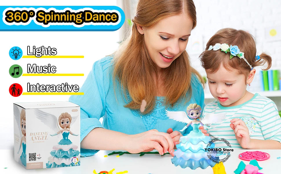 Dancing Princess Toys for Girls,Electric Cars Angel Doll with Colorful Flashing Lights & Singing Music Toys for Girls