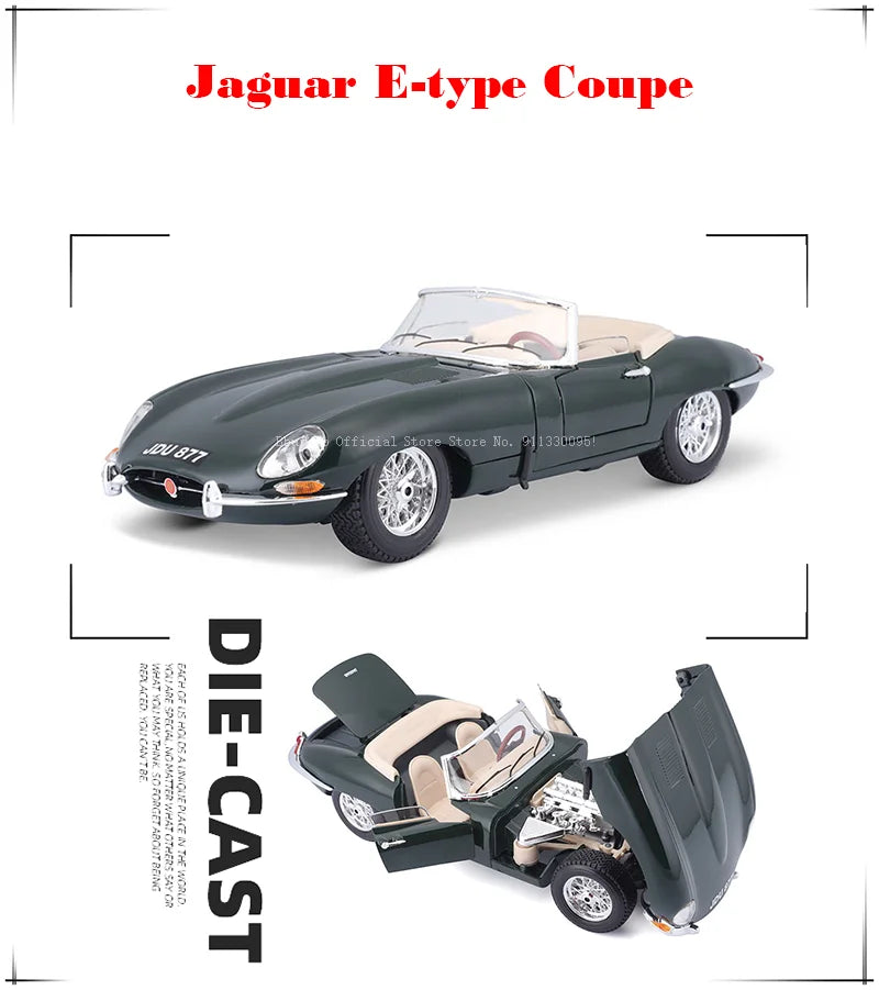 Bburago 1:18 Scale Jaguar E-type Cabriolet Alloy Luxury Vehicle Diecast Pull Back Cars Model Toy Collection Gift