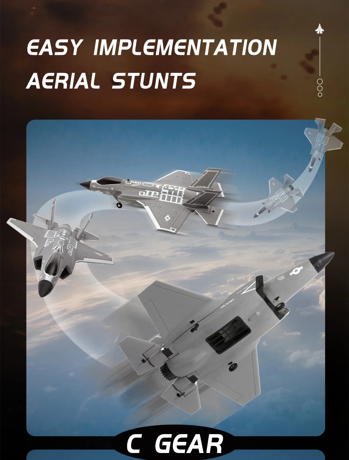 FX9635 RC Plane F35 4CH Fighter Jet Remote Control Airplane High Brushless Stunt Flying Glider Model Toys for Adults Boys Gift