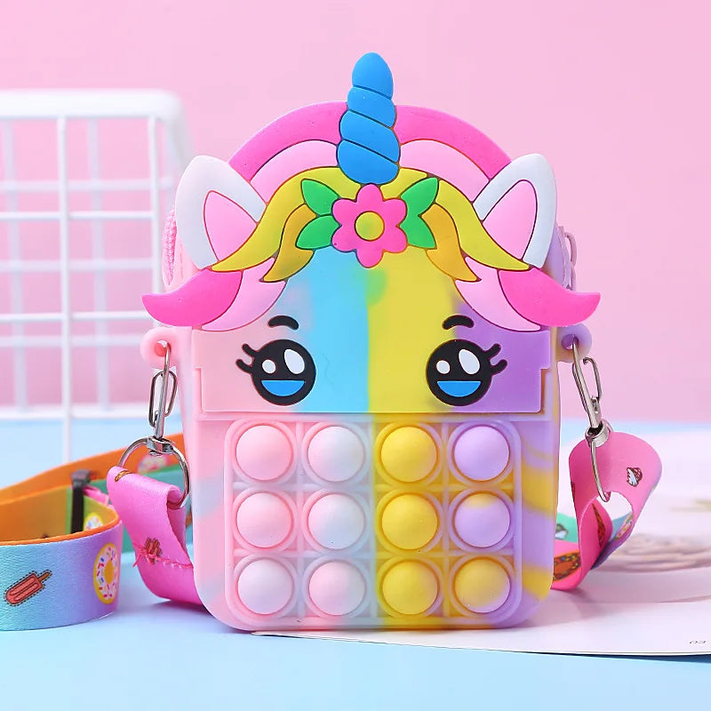 Rainbow Unicorn Bag Fidget Toys for Girls Decompression Stress Relief Funny Messenger Bag Coin Purse Children Gifts Juguetes
