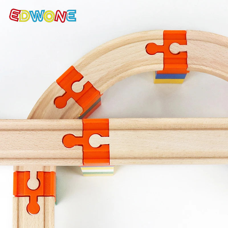 5pcs Wooden Train Tracks Accessories Building Blocks Adapters Plastic Track Connectors fit for All Wooden Tracks Toys for Kids