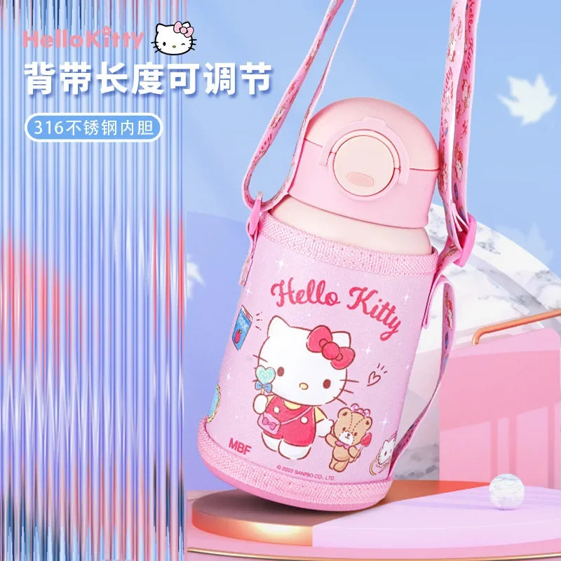 Sanrio Kuromi Thermal Cup Set 500ML My Melody Cartoon Children's Insulation Cup Stainless Steel Water Bottle with Straw Kid Gift