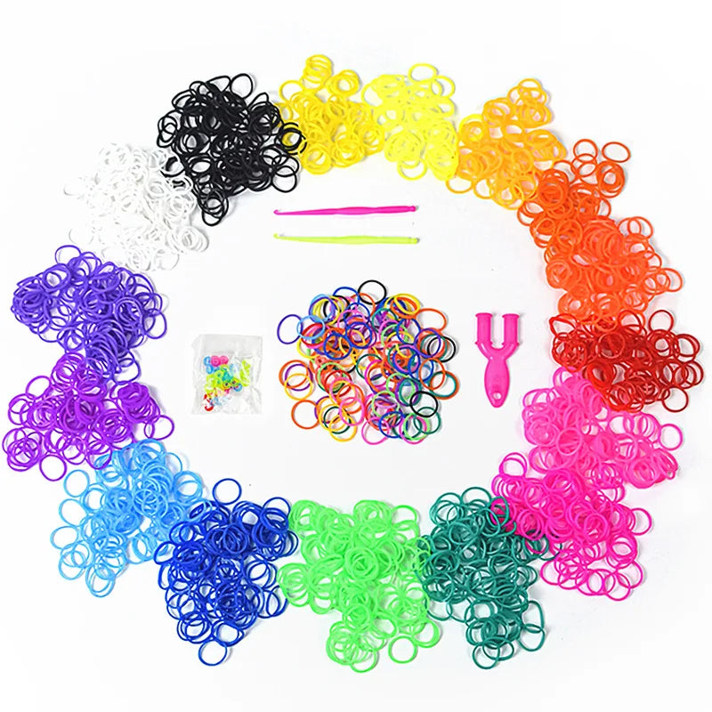 600 Elastic Different Colors Rubber Loom Bands Bracelet Children's Homemade Bracelets DIY for Loom Wrist Bracele for Women