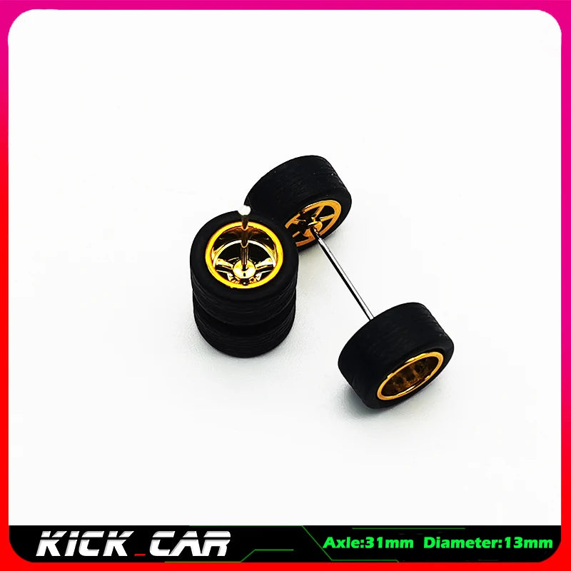 Metallic Color 1/64 Wheels With Rubber Tires 1 Set(4pcs)  Plastic Basic Modified Parts Vehicle Toy For Hotwheels Tomica Mini GT