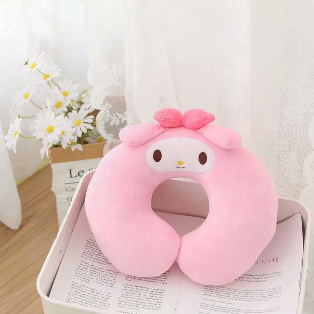Kawaii Sanrio Neck Pillow Cartoon Hello Kitty My Melody Kuromi Cinnamoroll U-shaped Pillow Anime Car Travel Headrest Gift