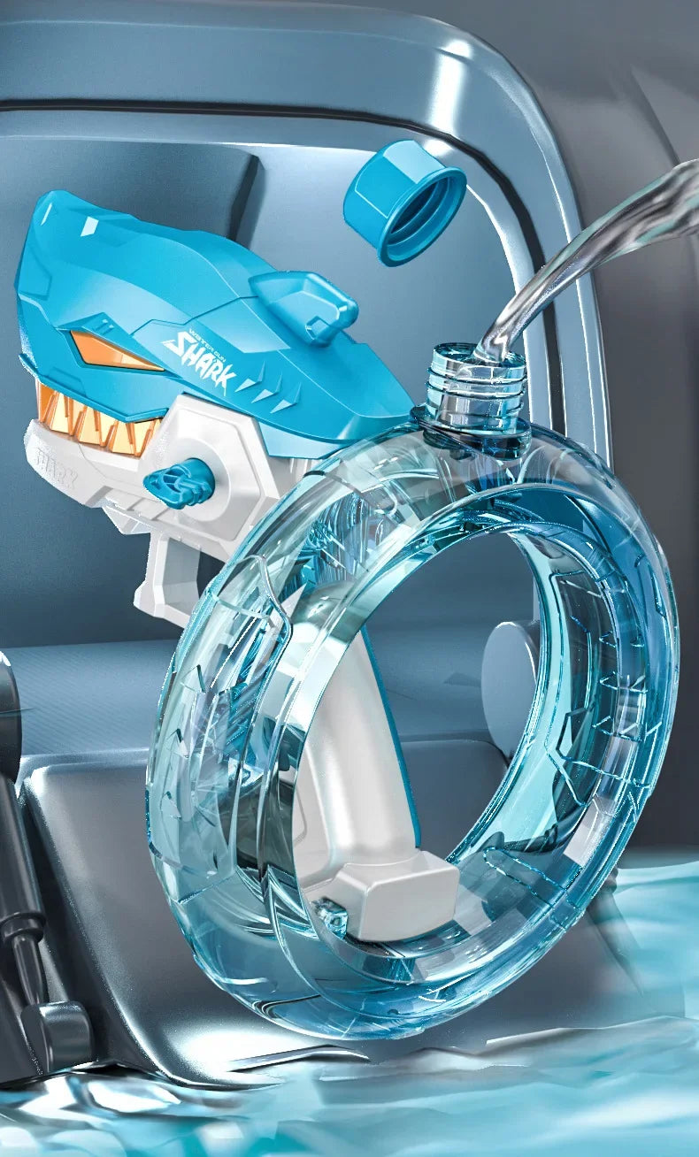 Summer Water Gaming Toy Fully Automatic Continuous Fire Watergun Shark Electric Water Gun Large Capacity Water Spray Gun