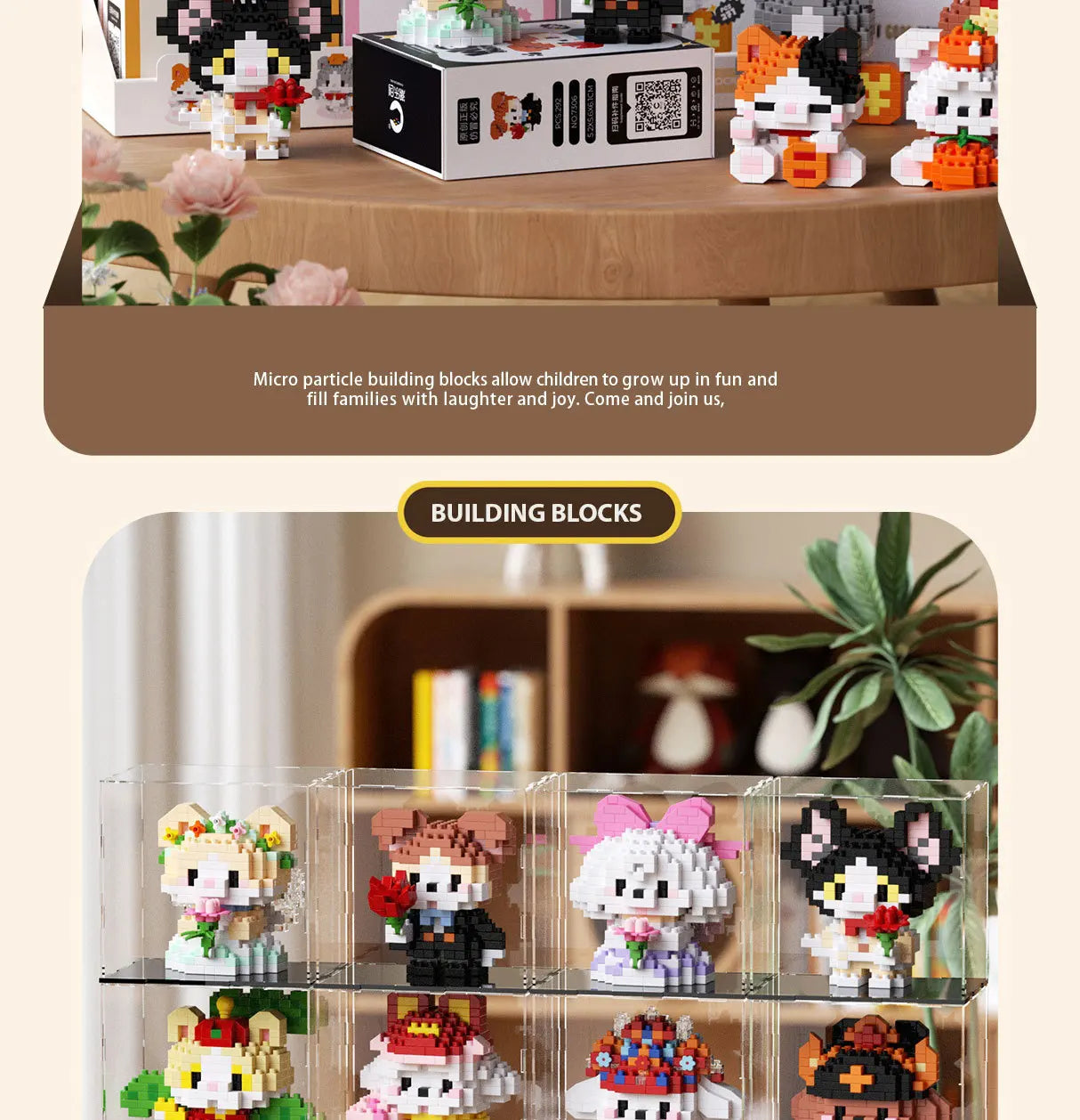 New 24 Styles Kawaii Pet Cat/Dog Small Particle Building Blocks Educational Room Decoration Children's Christmas Gifts