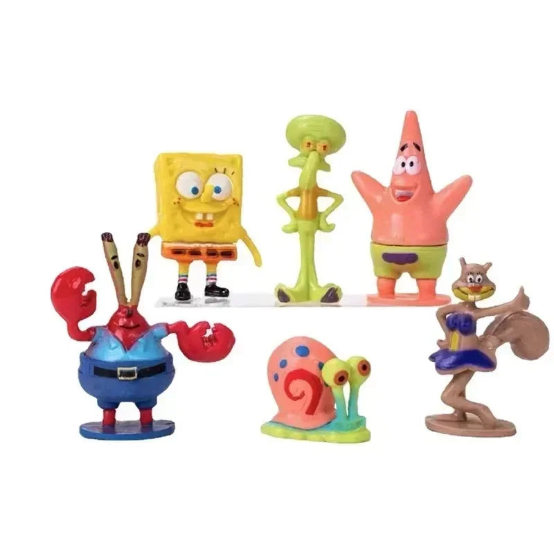 6pcs/set 5.6CM Spongebob Action Figures Cartoon Movie Mini Dolls Children Birthday Gifts Set
