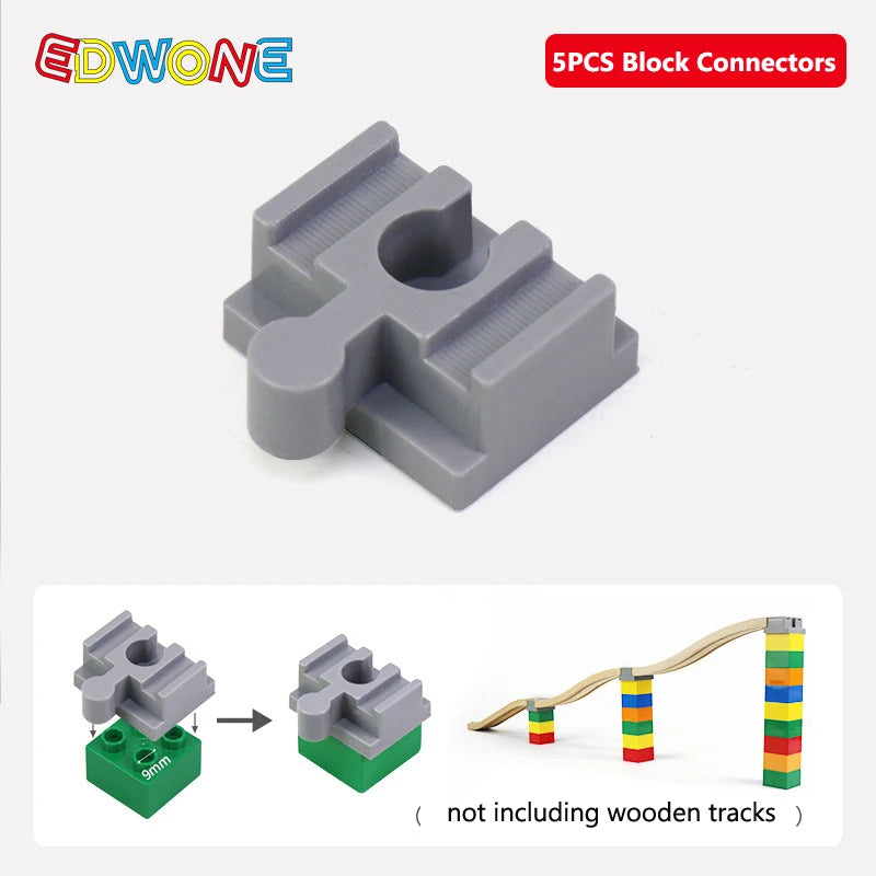 5pcs Wooden Train Tracks Accessories Building Blocks Adapters Plastic Track Connectors fit for All Wooden Tracks Toys for Kids