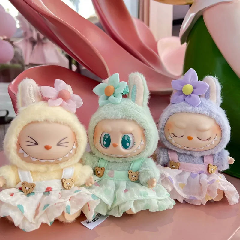 Cute Mini Plush Doll'S Clothes Outfit Accessories For Korea Kpop Exo Labubu II Idol Dolls Wrinkle dress Clothing DIY Kid Gift