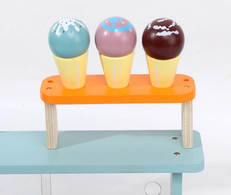 Wooden Kitchen Pretend Play Toy Kids Wooden Toys Coffee Maker Set Cake Ice Cream Tea Playset Toddler Learning Educational Toys