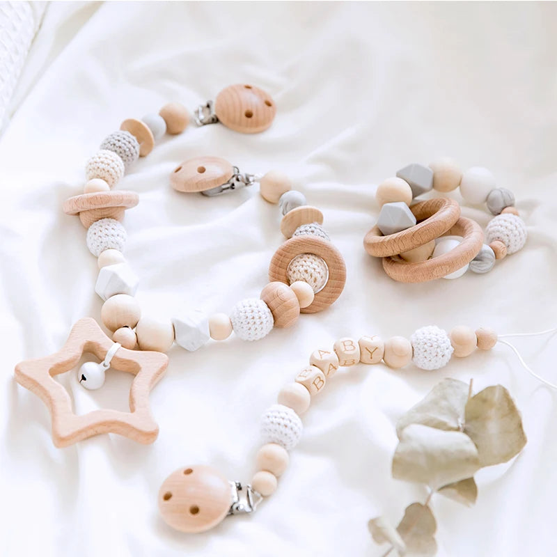 Baby Toy Pram Clip Pacifier Clip Chain Mobile Pram Personalize Name Rattle Stroller Toys Bed Bell Stroller Chain Baby Toy Clip