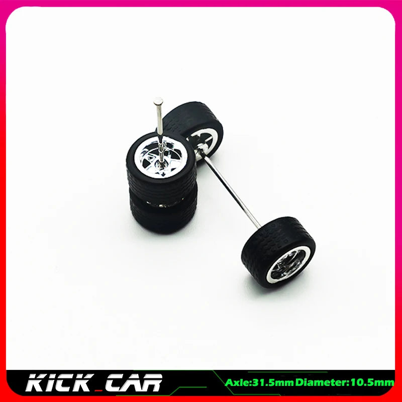 Metallic Color 1/64 Wheels With Rubber Tires 1 Set(4pcs)  Plastic Basic Modified Parts Vehicle Toy For Hotwheels Tomica Mini GT