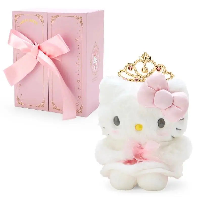 Sanrio Cartoon Diamond Sparkle Crown Collection Kitty Cat Kurumi Cinnamoroll Mymelody Kuromi Plush Anime Toys for Girl Gift