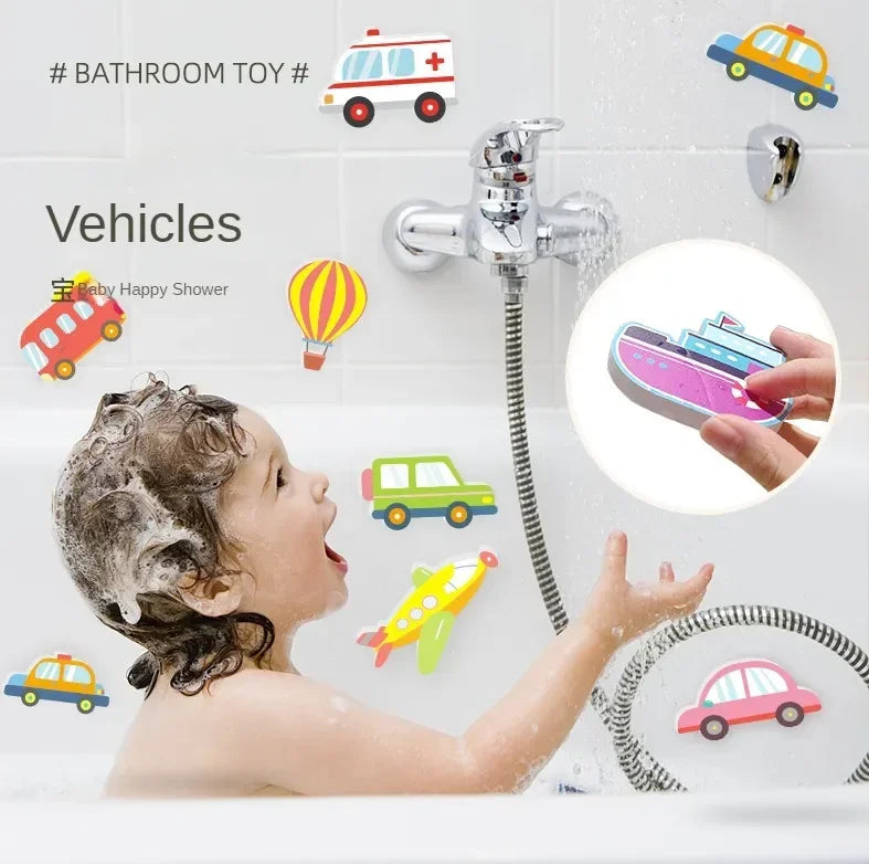 Baby Bath Toys Cars Boat Cognitive Floating Toy Foam EVA Puzzle Bathing Toys for Kids Children Bathroom Play Water Game Toys