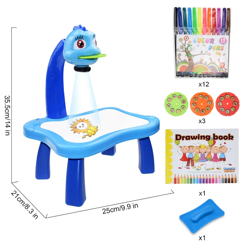 Kids Painting Board Toys Children LED Projector Art Painting Table Desk Arts Toy Educational Learning Paint Toy Birthday Gift