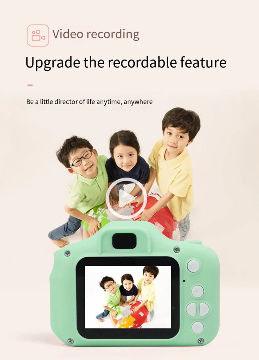 HOMEFISH Mini Children Camera Digital Vintage Camera Educational Toys Kids Photography Video Camera Outdoor Photography Toy Gift