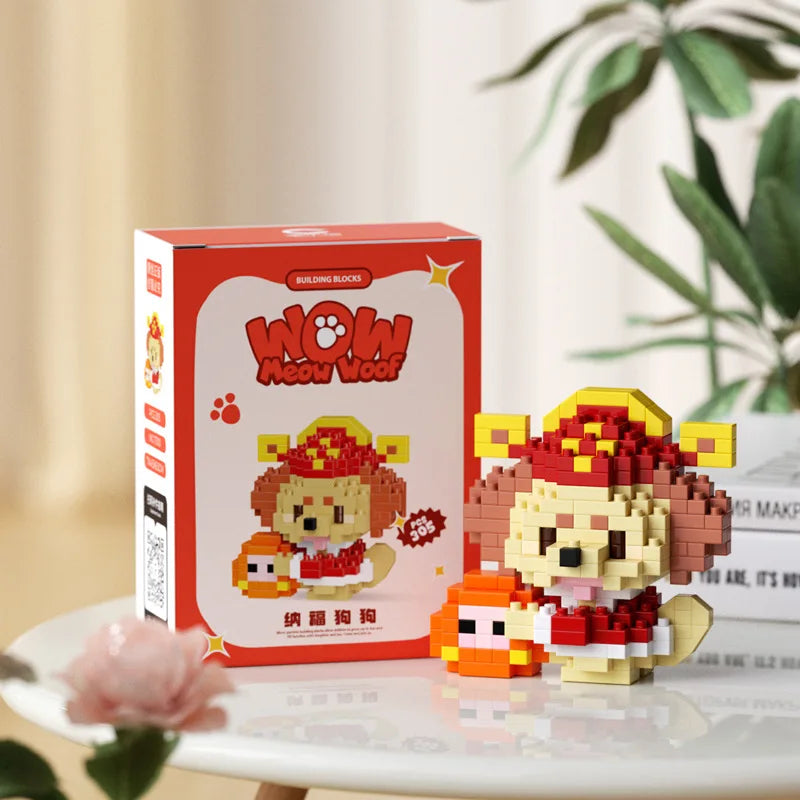 New 24 Styles Kawaii Pet Cat/Dog Small Particle Building Blocks Educational Room Decoration Children's Christmas Gifts