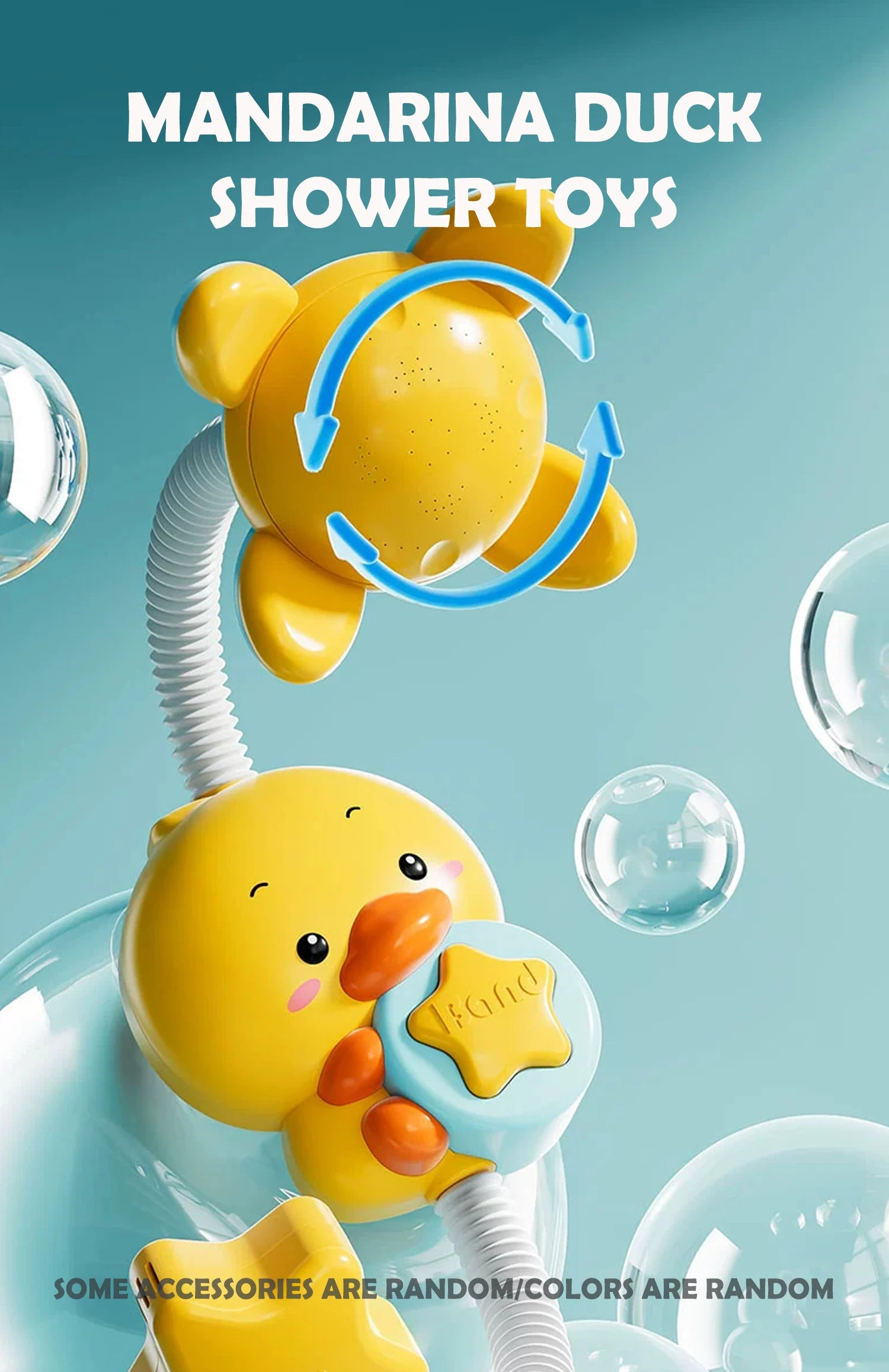 Baby shower toy with water spray, duckling flower model, rotating faucet, electric shower, water spray, swimming, baby shower to