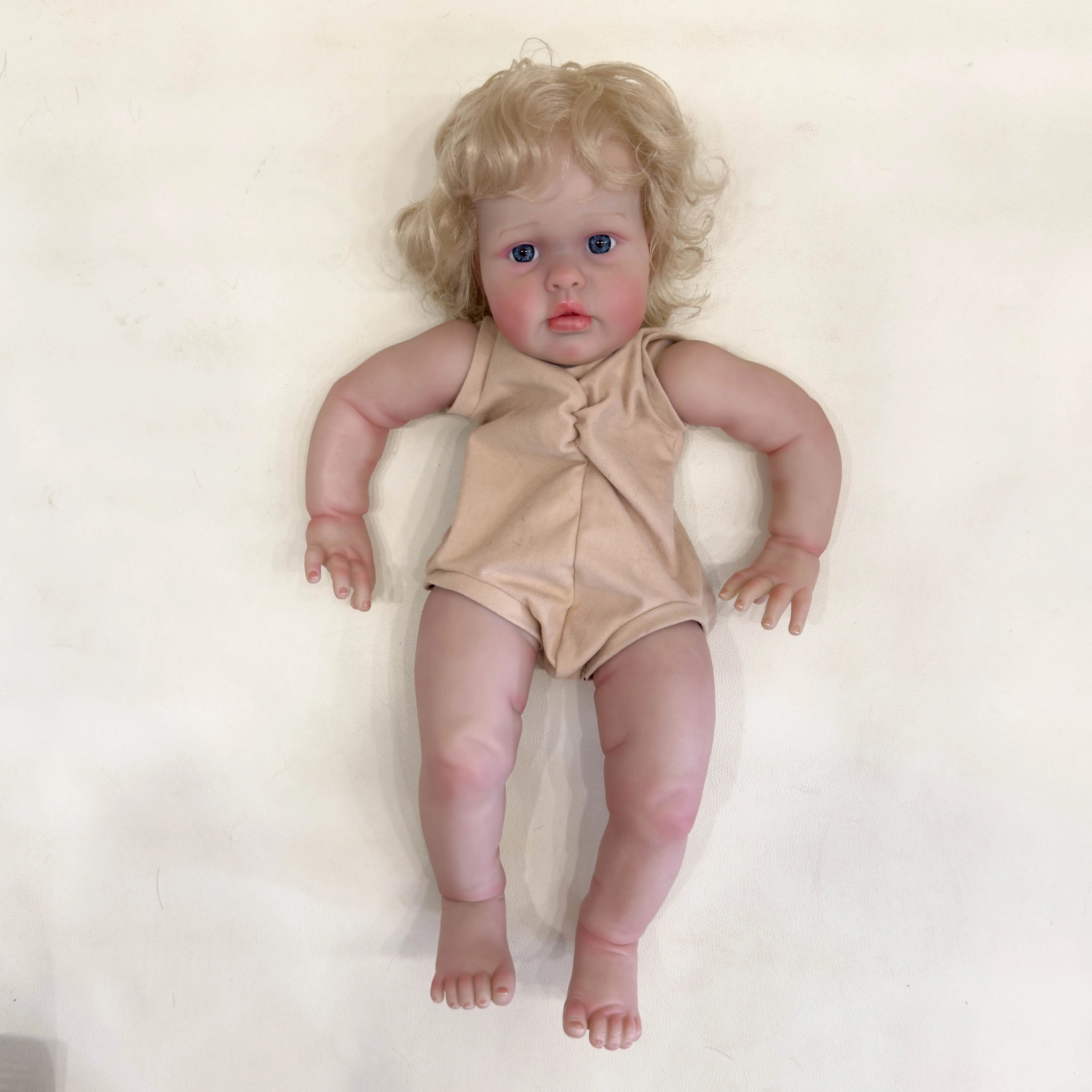 NPK 24inch Reborn Doll kit Ellie painted Doll kit Unfinished Doll parts with Hand Rooted Hair Lifelike doll