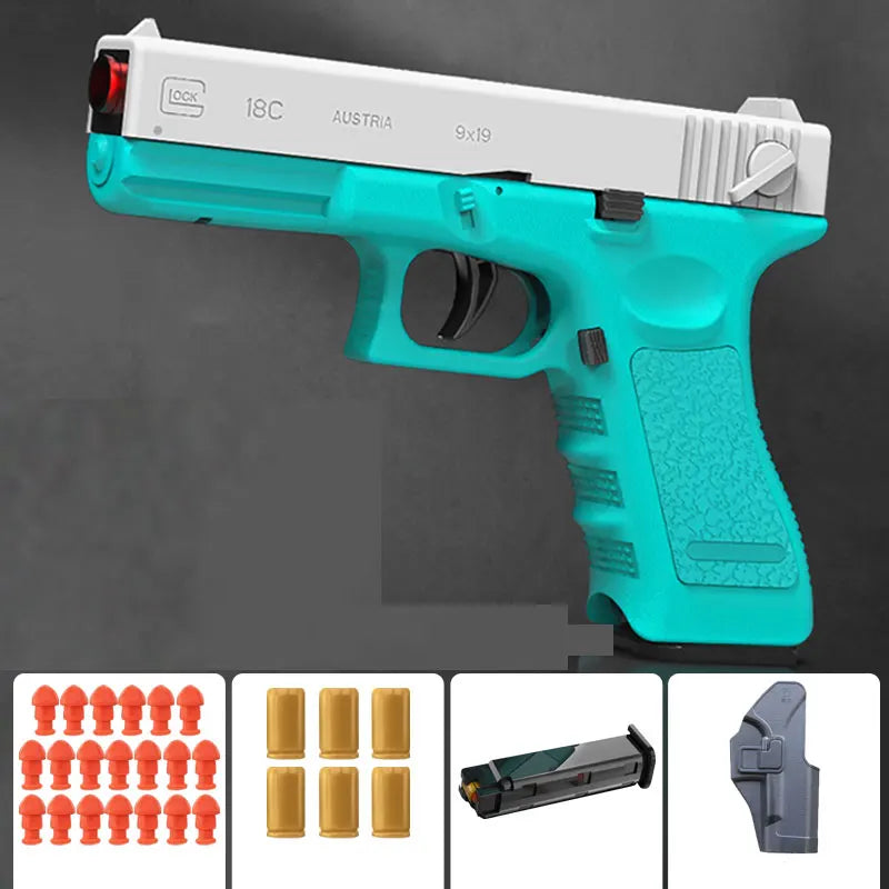 New.All Black M1911 Colt Toy Gunman Gun, Soft Bullet Shell, Catapult Blaster, Manual Air Gun Launcher, Boys Shooting Game 14+y