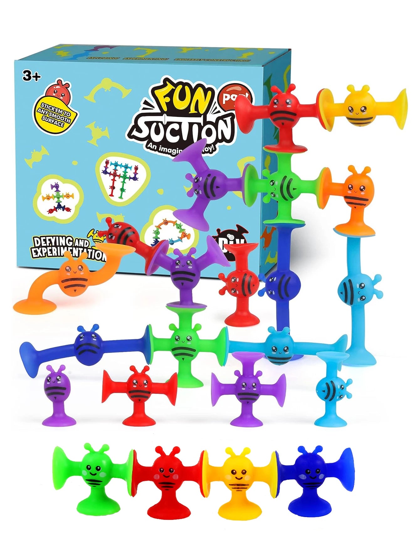 Small Bees Suction Cup Toys Set,Soft Building Blocks Pop Sucker,Parent-child Interactive Game, Window Bath Toys